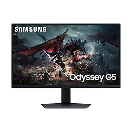 Samsung 27 Inch Odyssey G5 QHD Black Gaming Monitor with 180 Hz Refresh Rate, 1 ms, VESA DisplayHDR400, Ergonomic Stand - (LS27DG500ENXZA) [Canada Version] (2024)