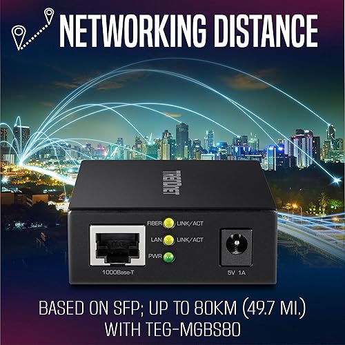 TRENDnet 1000BASE-T to SFP Fiber Media Converter, Gigabit Ethernet to SFP Media Converter, 4Gbps Switching Capactiy, TFC-GSFP Gigabit SFP