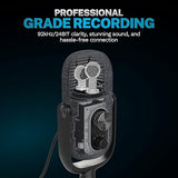 JLab Epic Talk USB Microphone, Black, USB-C Output, Cardioid, Omni, Stereo, and Bi-Directional, 192k Sample Rate, Volume Control, Gain Control, and Quick Mute, 3.5mm AUX, Plug and Play