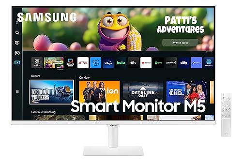 SAMSUNG 32 M50C Series FHD Smart Monitor w/Streaming-TV, 4ms, 60Hz, HDMI, HDR10, Watch Netflix, YouTube and More, IoT Hub, Mobile Connectivity, LS32CM501ENXZA, White White 32-inch M50C (2023 Refresh) IOT Hub, GameHome + Health Monitoring