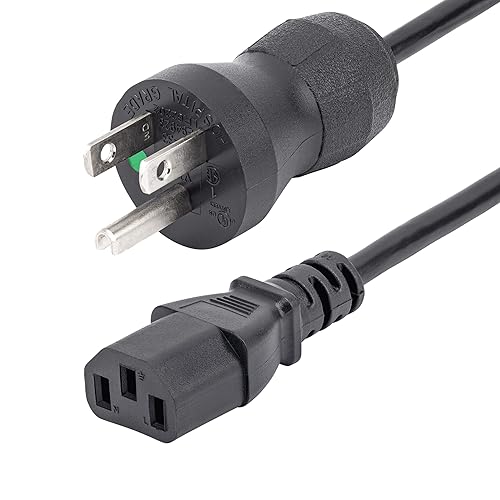 StarTech.com 10ft (3m) Hospital Grade Power Cord, 18AWG, NEMA 5-15P To C13, 10A 125V, Green Dot Medical Power Cable, PC Power Supply Power Cable, Printer/Monitor Power Cable, UL Listed (PXTMG10110) 10ft/3m