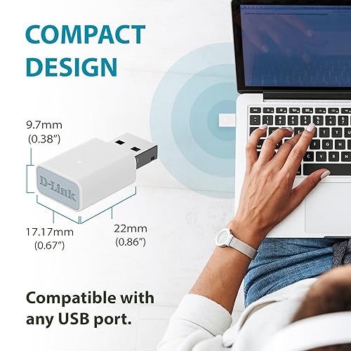 D-Link AC1300 USB WiFi Adapter | 2.4/5GHz Dual Band Wireless Internet Travel Size for Desktop PC Laptop | MU-MIMO Plug & Play | Supports Windows 10/11 Drivers | WPA3 Enhanced Security (AC13U-CA)