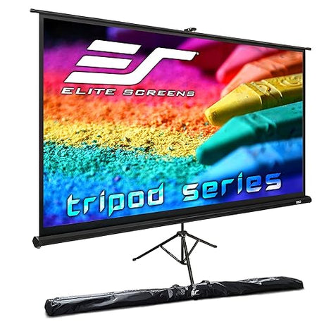 Elite Screens Tripod Series, 72-INCH 16:9, Indoor Outdoor Projector Screen, 8K / 4K Ultra HD 3D Ready, US Based Company 2-YEAR WARRANTY, T72UWH, Black - US Based Company 2-YEAR WARRANTY 72-inch/ 16:9