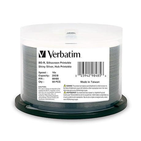 Verbatim BD-R 25GB 6X Shiny Silver Silk Screen/Hub