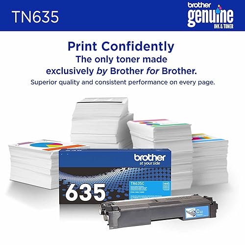 Brother Genuine TN635C Standard Yield Cyan Toner Cartridge, 1 Pack