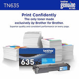Brother Genuine TN635C Standard Yield Cyan Toner Cartridge, 1 Pack