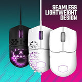 Cooler Master MM712 Wireless Gaming Mouse White with Adjustable 19,000 DPI, 2.4GHz and Bluetooth Wireless, Ultraweave Cable, PTFE Feet, RGB Lighting and MasterPlus+ Software
