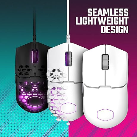 Cooler Master MM712 Wireless Gaming Mouse White with Adjustable 19,000 DPI, 2.4GHz and Bluetooth Wireless, Ultraweave Cable, PTFE Feet, RGB Lighting and MasterPlus+ Software