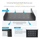 StarTech.com 2U Rack Shelf, 12 Mounting Depth, Vented Cantilever Tray for 19 AV/Network Equipment, 25lb Capacity, for Small Office/Home Office (SOHO) 2U 12 Depth