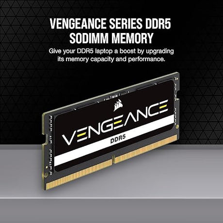 CORSAIR Vengeance SODIMM DDR5 RAM 16GB (1x16GB) 4800MHz CL40-40-40-77 1.1V Intel AMD Laptop Notebook Memory - Black (CMSX16GX5M1A4800C40) 4800MHz 16GB (1x16GB)