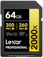 Lexar Professional 2000x 64GB SDXC UHS-II Card, Up to 300MB/s Read, for DSLR, Cinema-Quality Video Cameras (LSD2000064G-BNNNU) 64GB SDXC Card