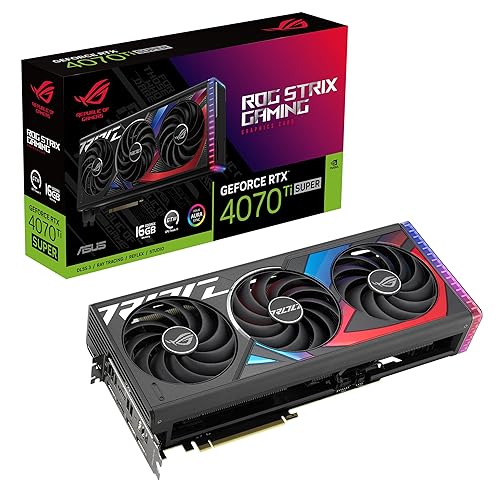 ASUS ROG Strix GeForce RTX™ 4070 Ti Super Gaming Graphics Card (PCIe 4.0, 16GB GDDR6X, DLSS 3, HDMI 2.1a, DisplayPort 1.4a, Massive Vented Backplate, Power Sensing, Aura Sync)