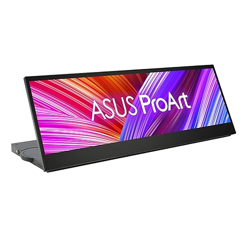 ASUS ProArt Display 14” Portable Touch Screen (PA147CDV) - 32:9 (1920 x 550), IPS, 100% sRGB, Color Accuracy ?E < 2, Calman Verified, USB-C, Control Panel, MPP2.0 Pen support, Adobe Suite Shortcut