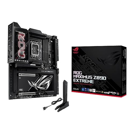 ASUS ROG MAXIMUS Z890 EXTREME Intel® Z890 LGA 1851 E-ATX motherboard, Advanced AI PC-ready, 24+2+1+2 stages, DDR5, WiFi7, 2.5G/10G LAN, PCIe® 5.0 M.2, Thunderbolt™ 5, USB Type-C®, AI OC, 5” LCD Screen ROG MAXIMUS Z890 EXTREME