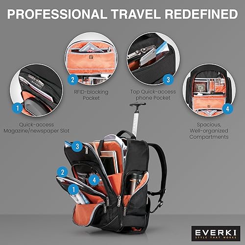 Everki Atlas Wheeled Laptop Backpack 13-17.3 inch Black