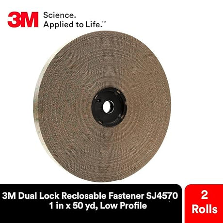 3M Dual Lock Low Profile Reclosable Fastener SJ4570, Clear, 1 in x 50 yd, Secure Interlocking Alternative to Screws and Bolts, Smooth Aesthetic, Indoor Use, 2 Rolls 1 in x 50 yd Acrylic adhesive bonds Clear 2 50021200448831