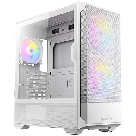 ANTEC NX416L White, High Airflow Mesh Front Panel, 2 x 160mm & 1 x 120mm ARGB Fans Included, Type-C, Tempered Glass Hinge Side Panel, Up to 11 Fans, 360mm Radiator Support, Mid-Tower ATX Gaming Case