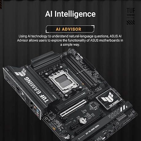 ASUS TUF Gaming B850-PLUS WiFi AMD AM5 B850 ATX Motherboard, 14+2+1 80A Stages, AI Ready, DDR5, PCIe 5.0, 3X M.2, Wi-Fi 7, 2.5Gb LAN, DisplayPort, HDMI™, USB 10Gbps & 20Gbps Type-C®, BIOS Flashback™