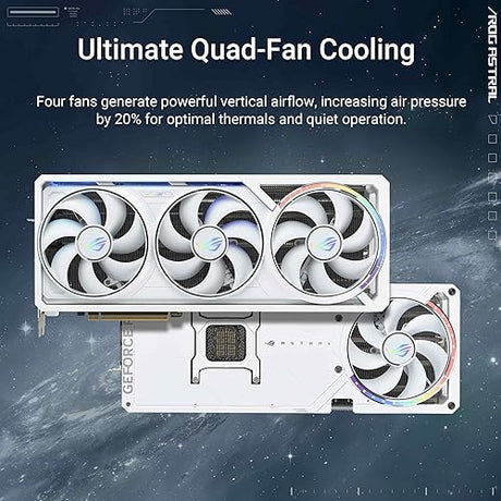 ASUS ROG Astral GeForce RTX™ 5090 White OC Edition Gaming Graphics Card (PCIe® 5.0, 32GB GDDR7, HDMI®/DP 2.1, 3.8-Slot, 4-Fan Design, Axial-tech Fans, Patented Vapor Chamber)