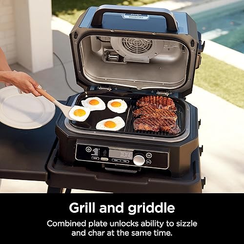 Ninja Woodfire Grill & Griddle Plate, Compatible with OG800 and OG900 Series, 2-in-1 Grill and Griddle Functionality, Ceramic, Nonstick Coating, Black, 285HY901C (Canadian Version)