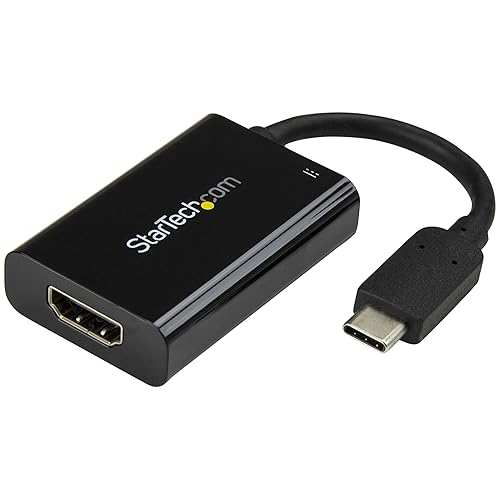 StarTech.com USB C to HDMI 2.0 Adapter with Power Delivery - 4K 60Hz USB Type-C to HDMI Display Video Converter - 60W PD Pass-Through Charging Port - Thunderbolt 3 Compatible - Black (CDP2HDUCP) Black 4K 60Hz w/ 60W PD Charge