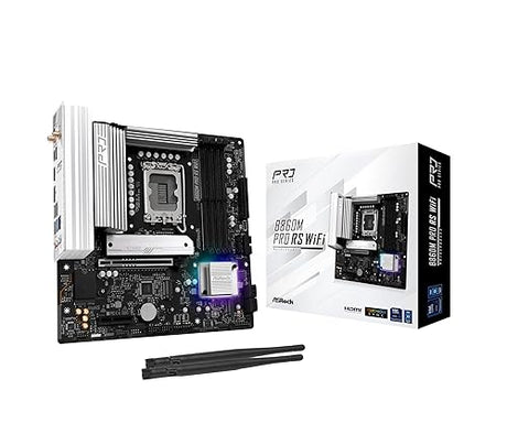 ASRock B860M Pro RS WiFi 6E Intel Core Ultra DDR5 8666 MHz 256GB M.2 LGA1851 Micro ATX Motherboard BIOS Flashback SATA3 6.0 Gb/s PCIe 5.0
