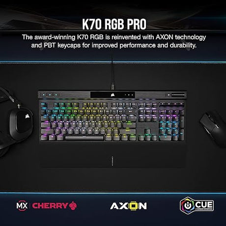 Corsair K70 RGB PRO Mechanical Gaming Keyboard (Cherry MX Brown Switches, 8,000Hz Hyper-Polling, Durable PBT Double-Shot Keycaps, Magnetic Soft-Touch Palm Rest) QWERTY, NA Layout - Black