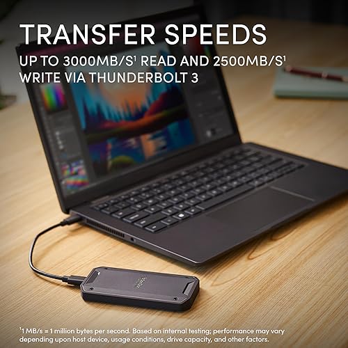 SanDisk Professional 1TB PRO-G40 SSD - Up to 3000MB/s, Thunderbolt 3 (40Gbps), USB-C (10Gbps), IP68 dust/Water Resistance, External Solid State Drive - SDPS31H-001T-GBC1D [exFAT Version]