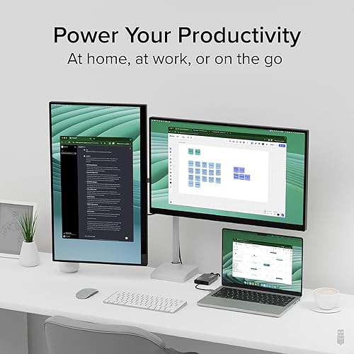 Plugable USB C to HDMI Adapter, Dual Monitor 4K 60Hz for Apple Mac M1/M2/M3, DisplayLink Multiple Displays for Thunderbolt MacBook or iMac, Driver Required (USBC-6950M)