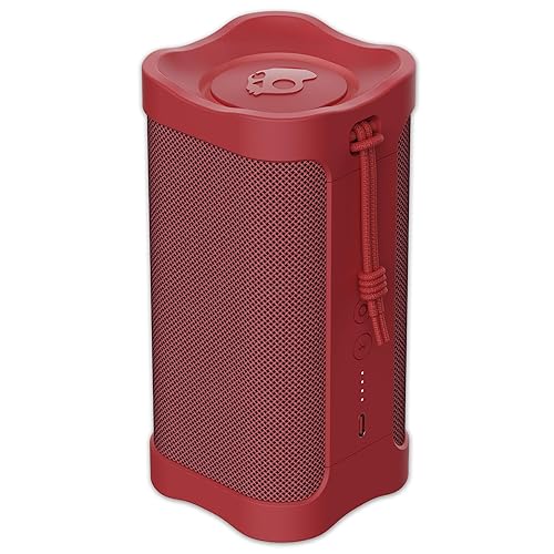 Skullcandy Terrain Wireless Bluetooth Speaker - IPX7 Waterproof Portable Speaker with Dual Custom Passive Radiators, 14 Hour Battery, Nylon Wrist Wrap, & True Wireless Stereo Red