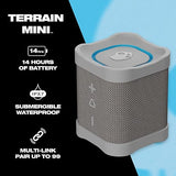 Skullcandy Terrain Mini Wireless Bluetooth Speaker - IPX7 Waterproof Portable Speaker with Dual Custom Passive Radiators, 14 Hour Battery, Nylon Wrist Wrap, & True Wireless Stereo Grey Terrain Mini