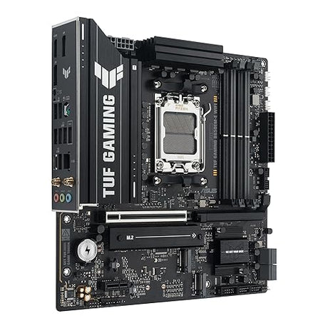 ASUS TUF Gaming B650EM-E WiFi AMD mATX Motherboard, 8+2+1 80A DrMOS Power Stages, DDR5, PCIe 5.0, Three M.2 Slots, WiFi 6, 2.5Gb Ethernet, DisplayPort, HDMI™, Rear USB-C 10Gbps and Front USB-C 5Gbps
