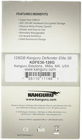 Kanguru Defender Elite30, Hardware Encrypted, Secure, SuperSpeed USB 3.0 Flash Drive, 128G