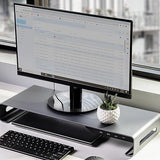 Mobile Pixels Aluminum Monitor Riser with Docking Hub, USB-C Port, PD Port, Ethernet, HDMI, 3 USB 3.0 for PC, TV, Tablet, Laptop, Space Grey