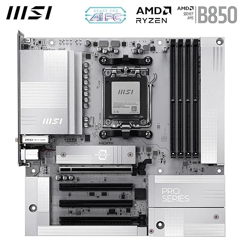 MSI PRO B850M-A WiFi PZ Motherboard, Back-Connect mATX - Supports AMD Ryzen 9000/8000 / 7000 Processors, AM5 - DDR5 Memory Boost (8200+ MT/s OC), PCIe 5.0 x16 & 4.0 x4, M.2 Gen5, Wi-Fi 7, 5G LAN