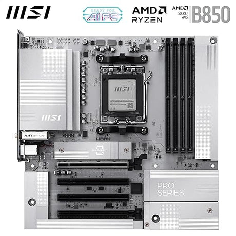 MSI PRO B850M-A WiFi PZ Motherboard, Back-Connect mATX - Supports AMD Ryzen 9000/8000 / 7000 Processors, AM5 - DDR5 Memory Boost (8200+ MT/s OC), PCIe 5.0 x16 & 4.0 x4, M.2 Gen5, Wi-Fi 7, 5G LAN
