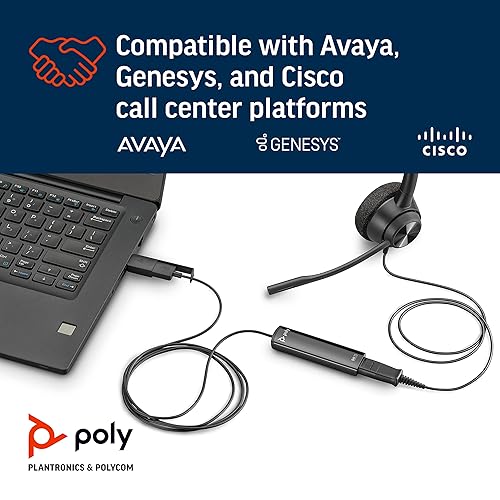 Poly - DA75 USB-A/USB-C digital adapter (Plantronics) - Works with Poly Call Center Quick Disconnect (QD) Headsets - Acoustic Hearing Protection -Works with Avaya, Genesys,&Cisco call center platforms