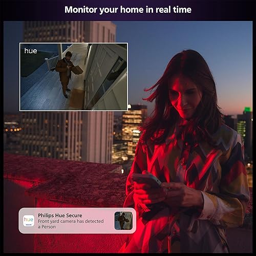 Philips Hue Secure Wired Smart Home Security Camera, White - 2 Pack - 1080P HD Video - Night Vision - Motion Detection - Two-Way Talk - Indoor/Outdoor - Weatherproof - Works with Hue App