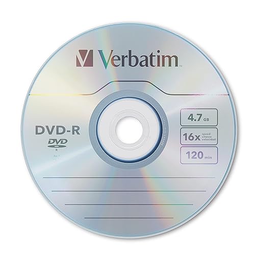 Verbatim DVD-R Discs, 4.7GB, 16x, Spindle, Matte Silver
