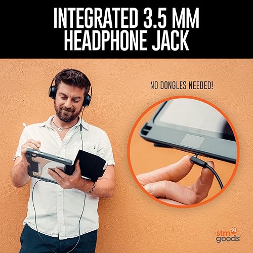 STM Goods Dux Ox - Super Protective 10th Gen iPad Case with Integrated 3.5mm Aux Jack, Translucent Back, Durable & Water-Resistant, Built-in Storage for Apple Pencil Gen 1 - Black