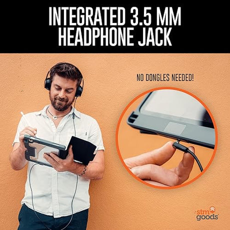 STM Goods Dux Ox - Super Protective 10th Gen iPad Case with Integrated 3.5mm Aux Jack, Translucent Back, Durable & Water-Resistant, Built-in Storage for Apple Pencil Gen 1 - Black