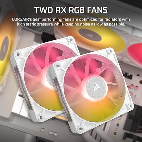 Corsair iCUE Link Titan 240 RX RGB Liquid CPU Cooler – 240mm AIO – 2X RX120 RGB Fans Included – Fits Intel LGA 1851/1700, AMD AM5/AM4 – iCUE Link System Hub Included – White White 240mm AIO