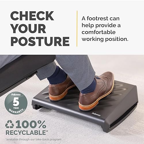 Fellowes Breyta Ergonomic Adjustable Foot Rest Black Modern Black