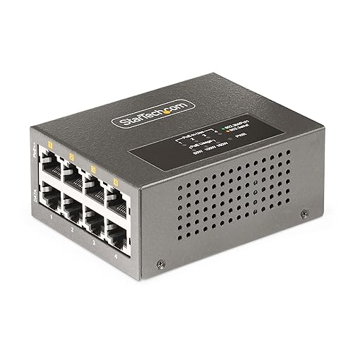 StarTech.com 4-Port Multi-Gigabit PoE++ Injector, 5/2.5/1G Ethernet (NBASE-T), PoE/PoE+/PoE++, Wall/DIN Rail Mountable 802.3bt 90W