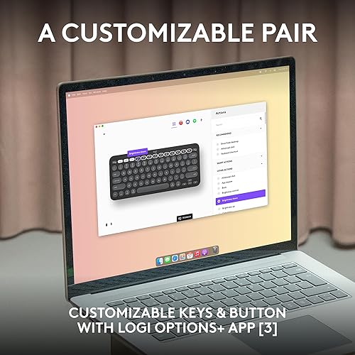 Logitech Pebble 2 Combo for Mac, Wireless Keyboard and Mouse, Slim, Quiet and Portable, Customizable, Bluetooth Mouse and Keyboard, Easy-Switch, for macOS, iPadOS - Tonal Blue Blue Combo