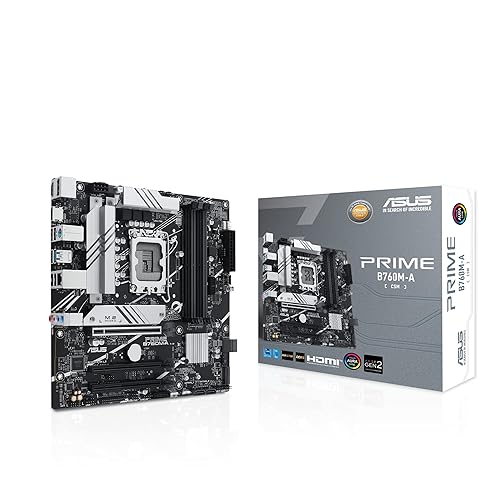 ASUS PRIME B760M-A Intel B760(LGA1700)(13th and 12th Gen)mATX motherboard,PCIe 4.0,DDR5, 2xM.2 slots,2.5Gb LAN, DP, Dual HDMI®, SATA 6 Gbps, rear USB 3.2 Gen 2, front USB 3.2 Gen 1 Type-C®, Aura Sync