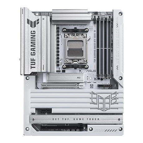 ASUS TUF Gaming B850-BTF WiFi W AMD B850 ATX Motherboard,Hidden-Connector Design, 14+2+1 80A DrMOS Power Stages, DDR5, PCIe 5.0 Ready, 3X M.2, Wi-Fi 7, 2.5Gb LAN, DP, HDMI™, USB 20Gbps Type-C ATX|BTF|White TUF B850-BTF|M.2 x3|WiFi 7