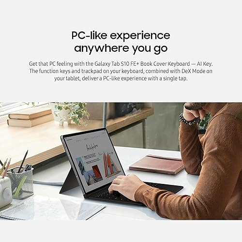 Samsung Galaxy Tab S10 FE+ Book Cover Keyboard - AI Key for Galaxy Tab S10 FE+, Detachable Platform, PC-Like Experience, Wireless Keyboard Sharing, Black Black Book Cover Keyboard S10 FE+