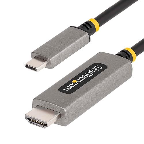 StarTech.com 6ft (2m) USB-C to HDMI Adapter Cable, 8K 60Hz, 4K 144Hz, HDR10, USB Type-C to HDMI 2.1 Video Converter Cable, USB-C DP Alt Mode/USB4/Thunderbolt 3/4 Compatible (135B-USBC-HDMI212M)