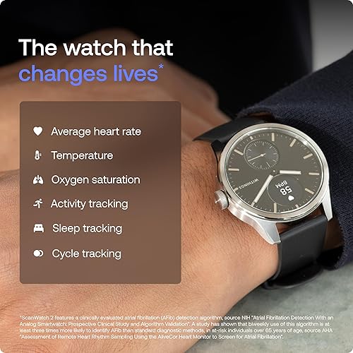 WITHINGS ScanWatch Vitals - Hybrid Smart Watch, Heart Rate Monitoring, Fitness Tracker, Cycle Tracker, Sleep Monitoring, GPS Tracker, 30-Day Battery Life, Android & Apple Compatible 38mm Rosegold